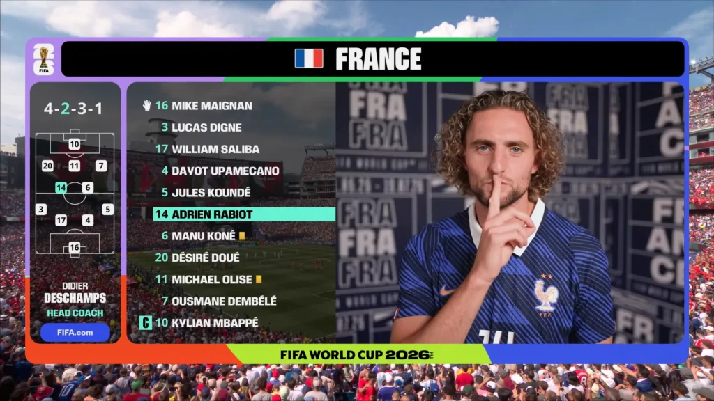 Opening moments of France vs Morocco in the FIFA World Cup 2026 quarterfinal highlights.