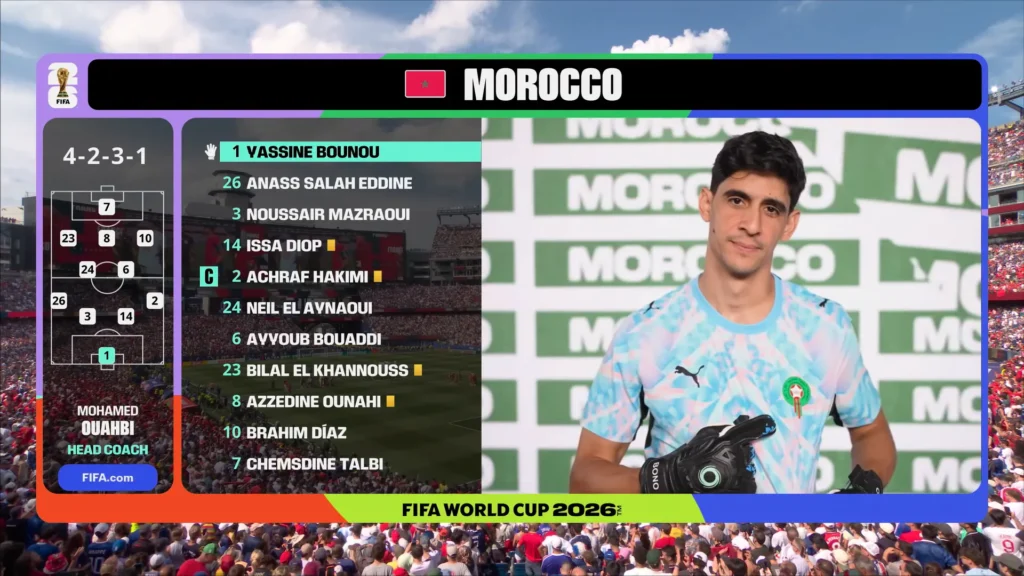 Morocco defends against France during the FIFA World Cup 2026 quarterfinal match.