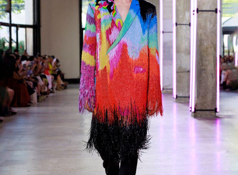 Model wears a sparkly beaded Germanier Fall/Winter 2026 couture look from Les Sulfureuses.
