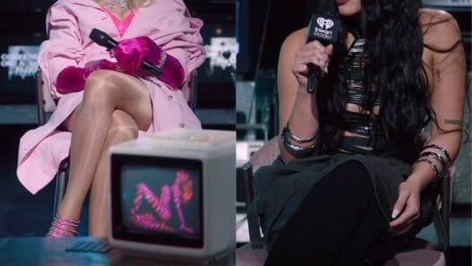 Madonna appears during the Confessions II iHeartRadio and TikTok LIVE premiere with Stuart Price, Lola Leon, and Bob the Drag Queen.