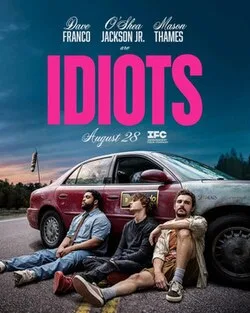 Dave Franco, O’Shea Jackson Jr. and Mason Thames during the chaotic road trip in the 2026 comedy Idiots.
