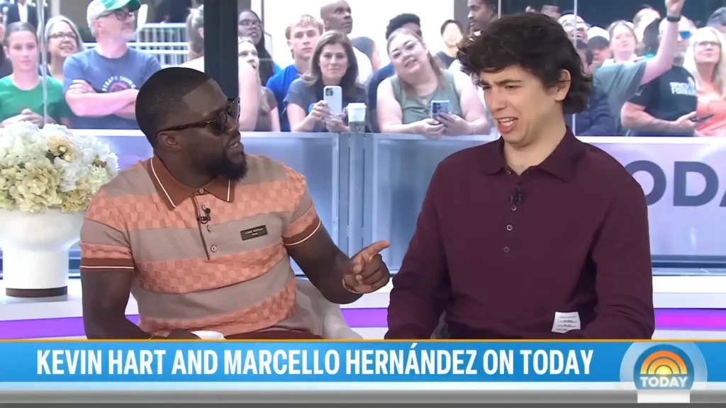 Kevin Hart and Marcello Hernández joke about their age difference while promoting 72 Hours