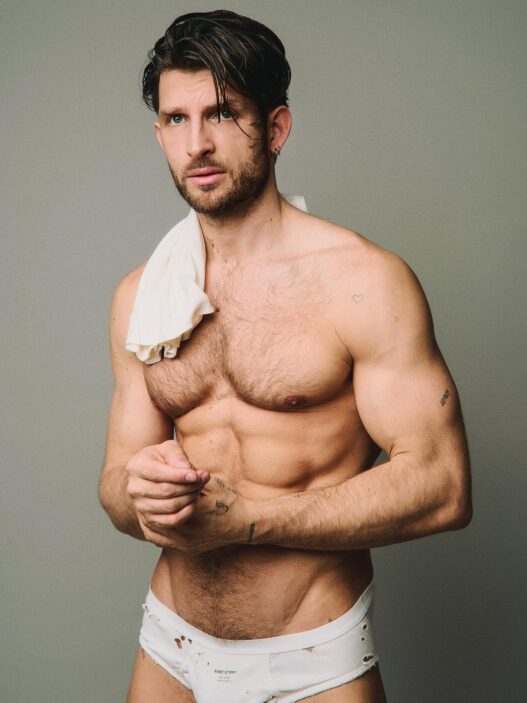 Model Konstantin Resch posing for photographer Tom Buck in the Spring 2025 JoyBoy editorial