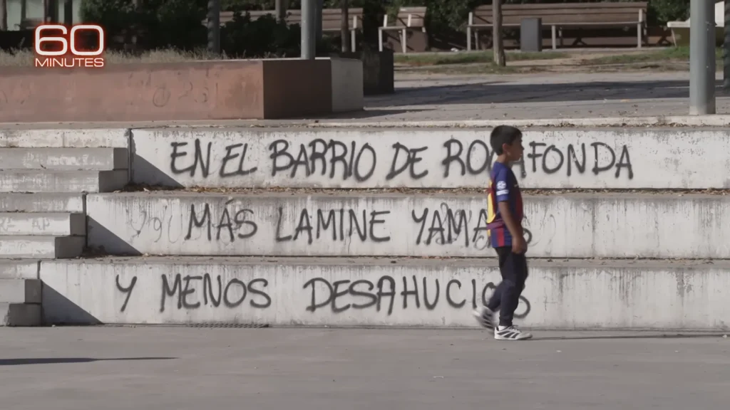 Rocafonda neighborhood scenes featured in the Lamine Yamal 60 Minutes profile