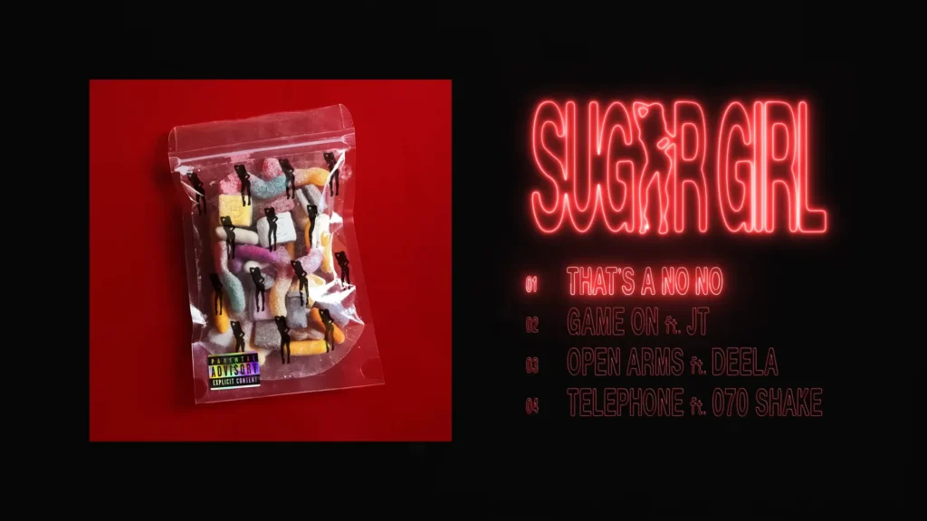 Abstract red and blue imagery in Little Simz's official visualiser for That's a No No