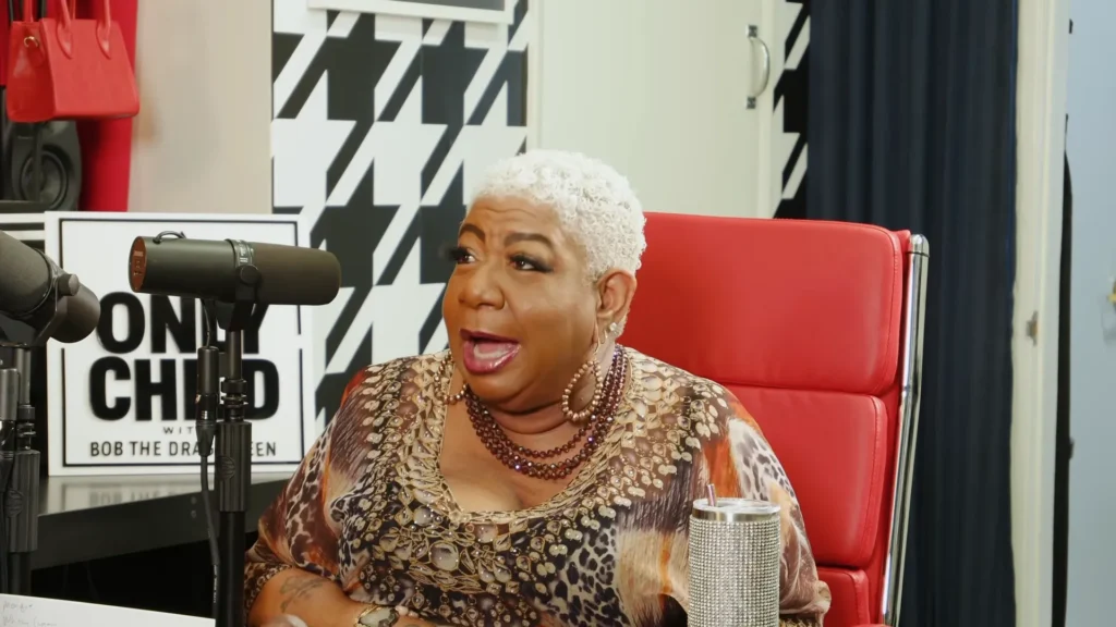 Luenell reacts with Bob the Drag Queen during the Only Child interview