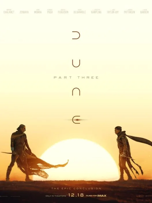 Timothée Chalamet appears as Paul Atreides on the poster for Dune: Part Three.