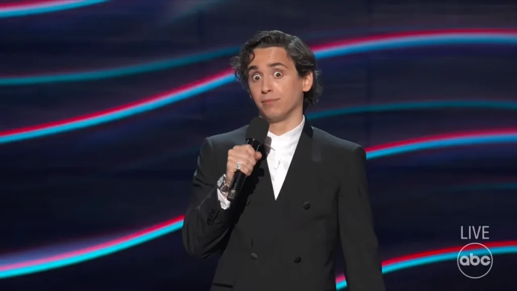 Marcello Hernandez performs a hockey referee impression at the 2026 ESPYS