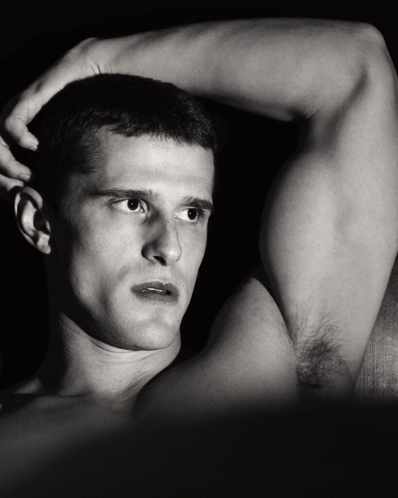 Matt van de Sande in an intimate fashion portrait photographed by Giuseppe Riserbato