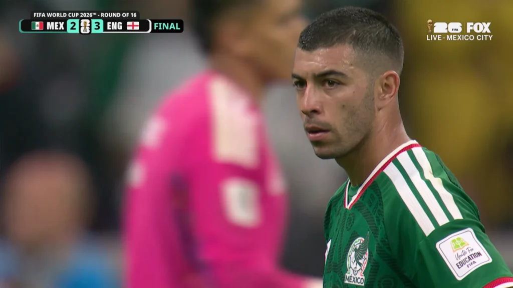 Mexico vs England World Cup 2026 Round of 16 highlight moment near full time.
