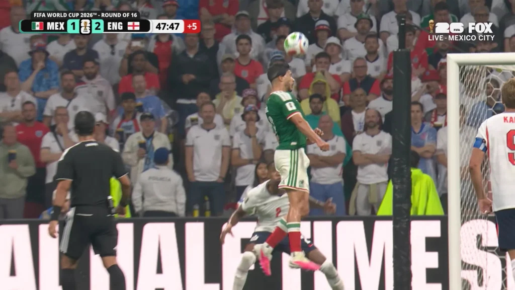 England players during a Round of 16 highlight moment against Mexico at the FIFA World Cup 2026.