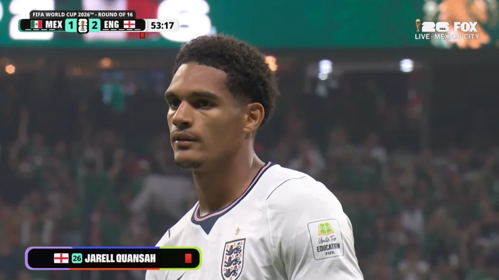 England and Mexico battle during a FIFA World Cup 2026 Round of 16 highlight sequence.