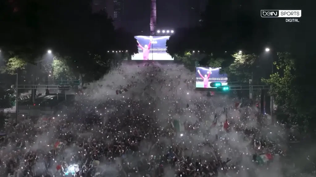 Mexico celebrates during its 2026 FIFA World Cup Round of 32 win over Ecuador.