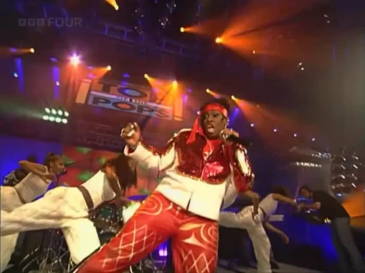 Missy Elliott on stage during her Hot Boyz Top of the Pops performance.