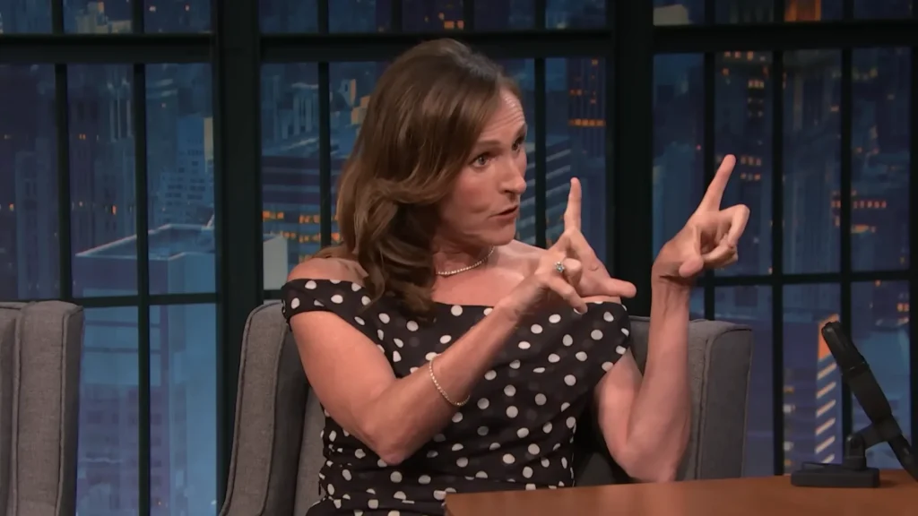 Molly Shannon demonstrates her Mary Katherine Gallagher Superstar pose