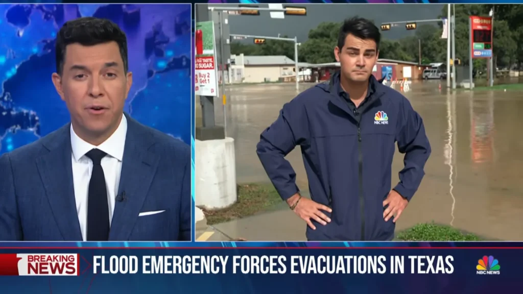 NBC Nightly News reports on severe weather during the July 15, 2026 broadcast