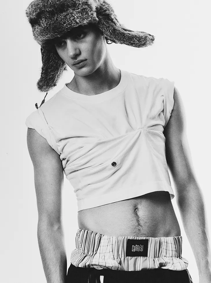 Model Juan Navarro photographed by David Temprano for Noir Youth