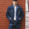 Veteran supermodel Cole Mohr wearing the Levi’s x Sky High Farm Goods workwear collection