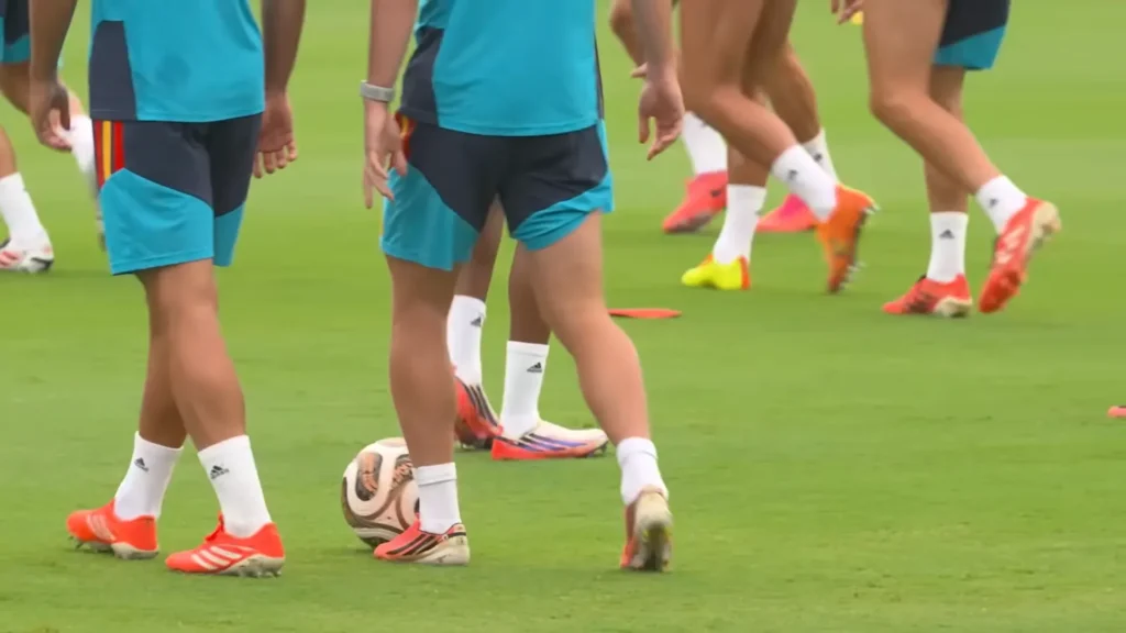 Spain player works through training before the France semifinal at the FIFA World Cup 2026.