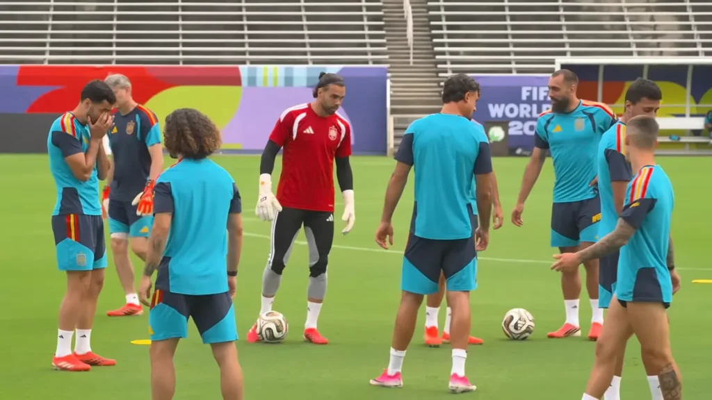 Spain players during training ahead of the France World Cup 2026 semifinal.