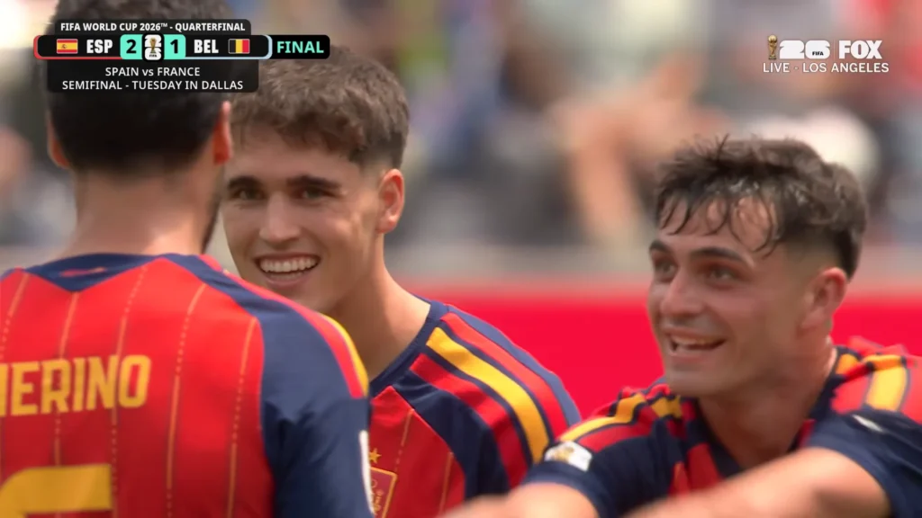 Spain and Belgium players during the FIFA World Cup 2026 quarterfinal highlights.
