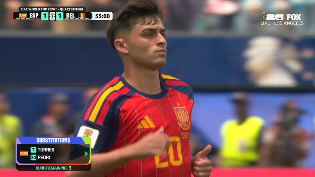 Spain and Belgium battle during the FIFA World Cup 2026 quarterfinal highlights.