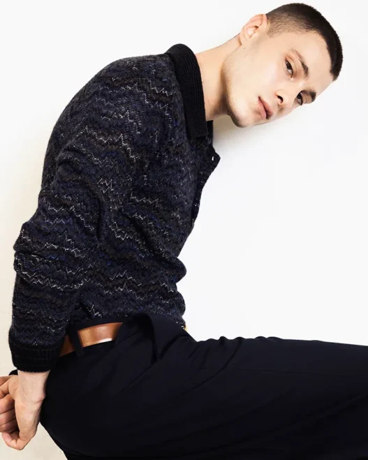 Model Stefano Bruno poses in Toy Cars, a MMSCENE STYLE STORIES editorial photographed by Luca Fancellu.