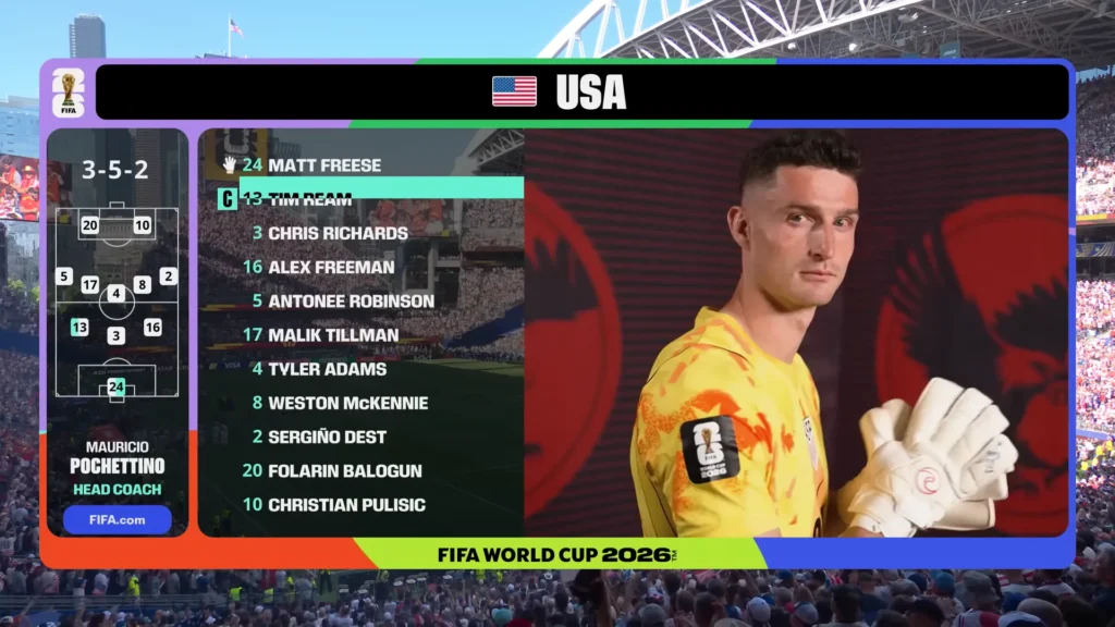 Opening moments of United States vs Belgium in the FIFA World Cup 2026 Round of 16.