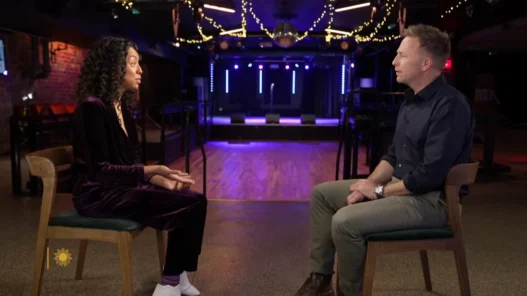 Corinne Bailey Rae smiles during her CBS Sunday Morning interview with Seth Doane