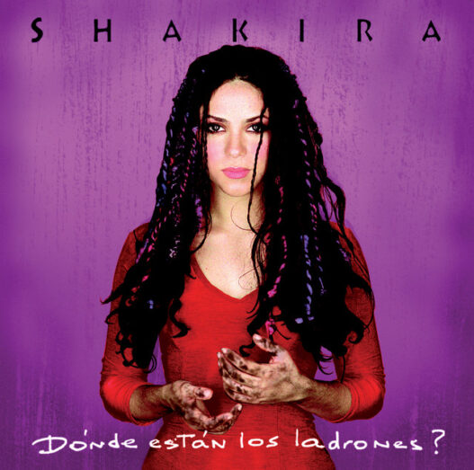 Shakira on the album artwork for Dónde Están los Ladrones?