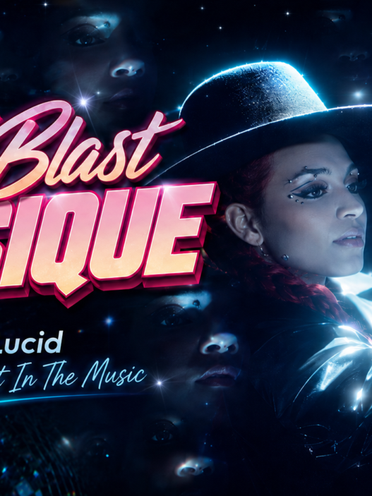 Ambar Lucid in a glowing wide-brim hat for INYIM’s Past Blast Musique feature on “Get Lost In The Music.”