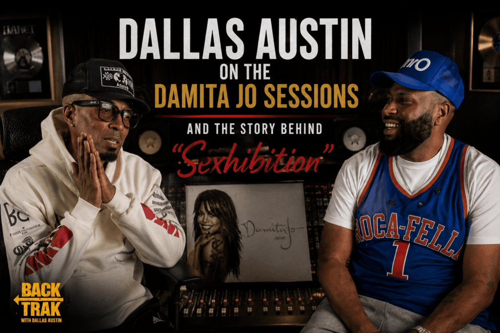 Dallas Austin discusses Janet Jackson’s Damita Jo recording sessions and the story behind “Sexhibition” during a studio interview.