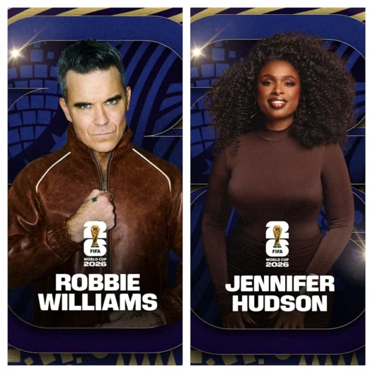 Robbie Williams and Jennifer Hudson featured in the 2026 World Cup final closing ceremony announcement