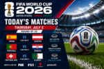 FIFA World Cup 2026 today’s matches graphic for Thursday, July 2 showing Spain vs Austria, Portugal vs Croatia and Switzerland vs Algeria in the Round of 32