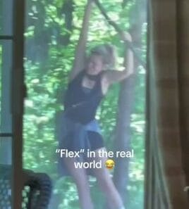 Willa Ford appears in a YouTube Short about trying to trim a tree without a saw while promoting her single FLEX.