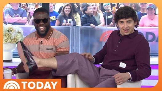 Kevin Hart and Marcello Hernández seated together while promoting the Netflix movie 72 Hours on TODAY