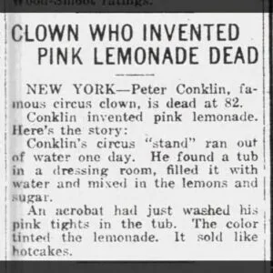Way Back Wednesday: Did A Circus Clown Really Invent Pink Lemonade?