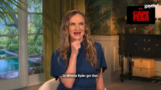 Juliette Lewis smiling during her interview about returning to Cape Fear on Apple TV