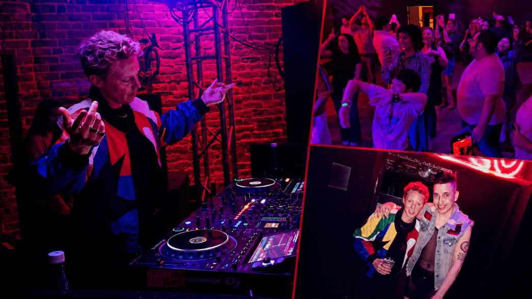 Header image for INYIM Media showing La Roux’s Elly Jackson DJing at Catch One in Los Angeles with the headline “They Vibed. We Danced.” plus crowd and event photo insets.