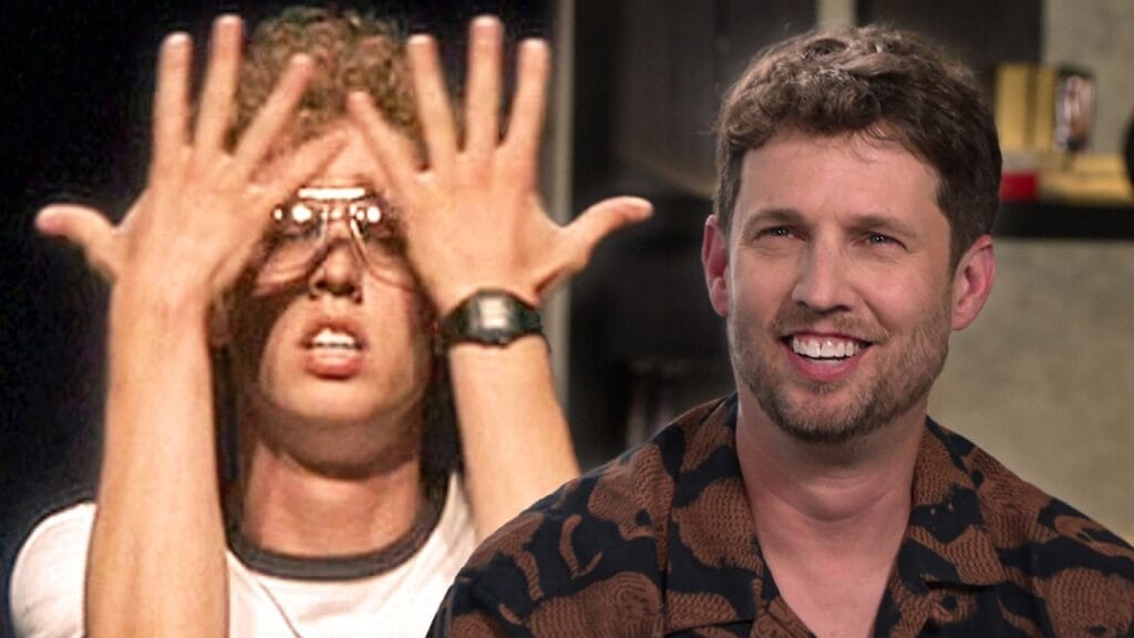 Jon Heder revisiting Napoleon Dynamite and its improvised dance scene during ET Then and Now