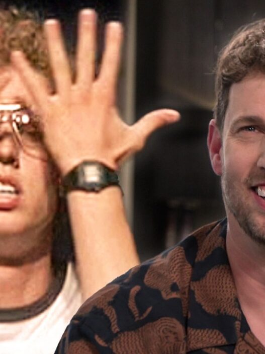 Jon Heder discussing the improvised Napoleon Dynamite dance during ET’s Then & Now