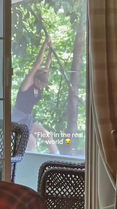 Willa Ford appears in a YouTube Shorts moment joking about trying to trim a tree without a saw while promoting FLEX.