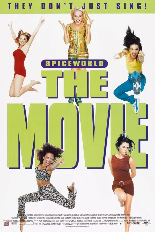 The Spice Girls appear on the Spice World movie artwork for the 1997 cult-classic film.
