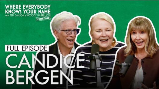 Candice Bergen appears in a video still for her Where Everybody Knows Your Name podcast episode with Ted Danson.