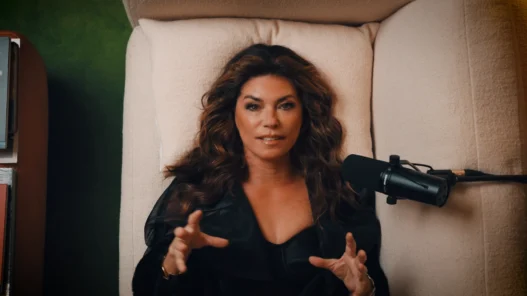Shania Twain smiles during her Fashion Neurosis conversation with Bella Freud