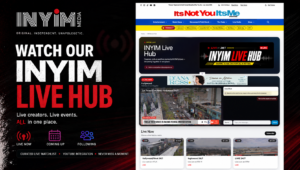 Watch Our INYIM Live Hub promotional header featuring the live website feed, chat, Live Now streams and upcoming broadcasts.