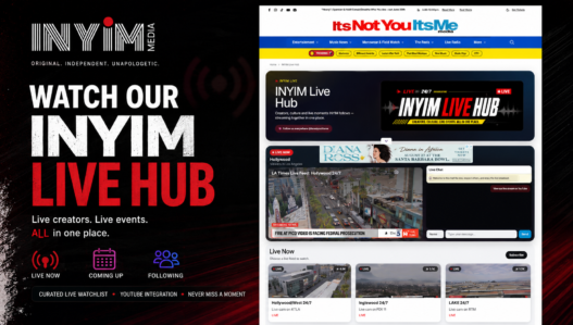 Watch Our INYIM Live Hub promotional header featuring the live website feed, chat, Live Now streams and upcoming broadcasts