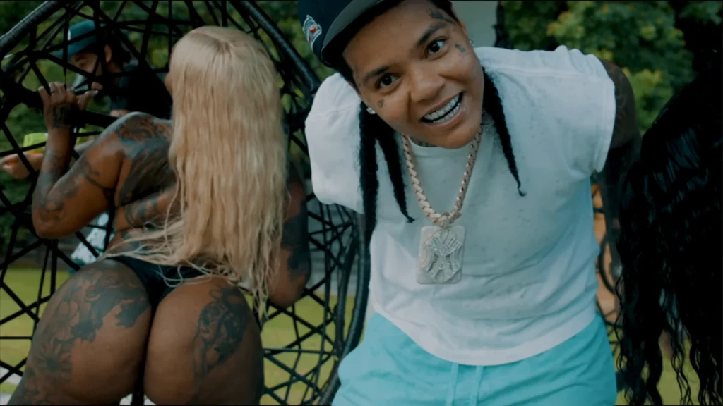 Young M.A performs B.B.B. in a video featured by Come Thru Vocals