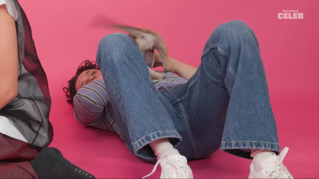 Zendaya cuddles a small rescue puppy beside Tom Holland during the interview