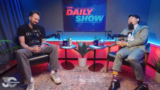 Still from The Daily Show’s retrospective on three decades of field pieces